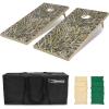 GoSports 4 x 2 ft All Weather Cornhole Boards – Rustic, Reed Camo, Woodland Camo, or Wood – 2 Regulation Size ToughToss Boards, 8 Bean Bags, and Carry Case(Reed Camo)