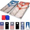 GoSports 4 x 2 ft Aluminum Cornhole Game Sets – Choose LED Lights or Standard – Set Includes 2 Foldable Regulation Size Boards, 8 Bean Bags, & Rules(Rustic)