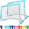 GoSports 4 x 3 ft Portable Soccer Goals for Kids – 13 Colors – Set of 2 Team Tone Pop Up Nets for Backyard(Light Blue)