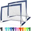 GoSports 4 x 3 ft Portable Soccer Goals for Kids – 13 Colors – Set of 2 Team Tone Pop Up Nets for Backyard(Navy)