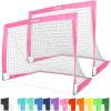 GoSports 4 x 3 ft Portable Soccer Goals for Kids – 13 Colors – Set of 2 Team Tone Pop Up Nets for Backyard(Pink)