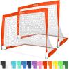 GoSports 4 x 3 ft Portable Soccer Goals for Kids – 13 Colors – Set of 2 Team Tone Pop Up Nets for Backyard(Red)