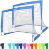 GoSports 4 x 3 ft Portable Soccer Goals for Kids – 13 Colors – Set of 2 Team Tone Pop Up Nets for Backyard(Royal Blue)