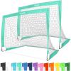 GoSports 4 x 3 ft Portable Soccer Goals for Kids – 13 Colors – Set of 2 Team Tone Pop Up Nets for Backyard(Turquoise)