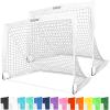 GoSports 4 x 3 ft Portable Soccer Goals for Kids – 13 Colors – Set of 2 Team Tone Pop Up Nets for Backyard(White)