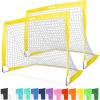 GoSports 4 x 3 ft Portable Soccer Goals for Kids – 13 Colors – Set of 2 Team Tone Pop Up Nets for Backyard(Yellow)