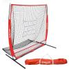 GoSports 5 ft x 5 ft Baseball & Softball Practice Hitting & Pitching Net with Bow Type Frame, Carry Bag and Strike Zone, Great for All Skill Levels(Red)