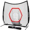 GoSports 7 ft x 7 ft Baseball & Softball Nets – Red, Black, or PRO -Practice Hitting & Pitching Net with Bow Type Frame, Carry Bag and Strike Zone, Great for All Skill Levels(Pro)
