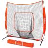 GoSports 7 ft x 7 ft Baseball & Softball Nets – Red, Black, or PRO -Practice Hitting & Pitching Net with Bow Type Frame, Carry Bag and Strike Zone, Great for All Skill Levels(Red)