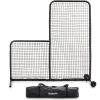 GoSports 7 ft x 7 ft PRO Baseball & Softball L Screen – Pitcher Protection Net with Wheels and Carrying Case