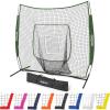 GoSports 7 x 7 ft Baseball & Softball Nets – Available in Team Colors – Batting & Pitching Net with Strike Zone(Green)