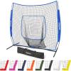 GoSports 7 x 7 ft Baseball & Softball Nets – Available in Team Colors – Batting & Pitching Net with Strike Zone(Royal)