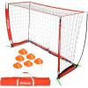 GoSports Elite Soccer Goals – 12 x 6 ft and 6 x 4 ft Portable Soccer Nets for Games or Practice – Includes 6 Cones, Carrying Case, and Ground Stakes(6 x 4 ft – Red)