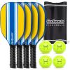GoSports Pickleball Sets – Classic, Retro, Steel Blue, or Yellow – Includes 4 Paddles, 4 Regulation Pickleballs and Carry Case(Retro)