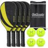 GoSports Pickleball Sets – Classic, Retro, Steel Blue, or Yellow – Includes 4 Paddles, 4 Regulation Pickleballs and Carry Case(Yellow)
