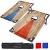 GoSports Portable PVC Framed Cornhole Toss Game Set with 8 Bean Bags and Travel Carrying Case – Choose Your Style