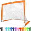 GoSports Portable Soccer Goals for Kids – 13 Color Options – Choose 4 x 3 ft or 6 x 4 ft – Team Tone Pop Up Nets for Backyard(Orange)