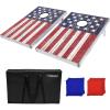 GoSports Tailgate Size 3 x 2 ft Cornhole Sets – Choose LED or Standard – Portable Set Includes 8 Bean Bags & Game Rules(Rustic American Flag Edition)