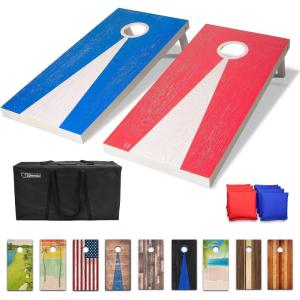 GoSports 4 x 2 ft Regulation Size Wood Cornhole Boards – 10 Vintage Wood Designs (Choose Your Style)(Light)