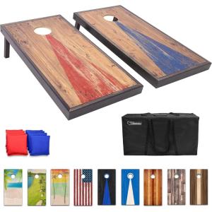 GoSports 4 x 2 ft Regulation Size Wood Cornhole Boards – 10 Vintage Wood Designs (Choose Your Style)(Rustic Wood)