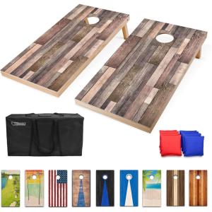 GoSports 4 x 2 ft Regulation Size Wood Cornhole Boards – 10 Vintage Wood Designs (Choose Your Style)(Scrapwood)