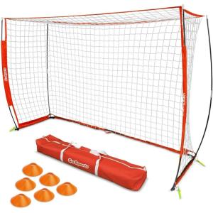 GoSports ELITE Futsal Soccer Goal – 3 M x 2 M Size, Foldable Bow Type Frame and Net – Play & Train Like The Pros, Includes Carry Bag and Agility Cones