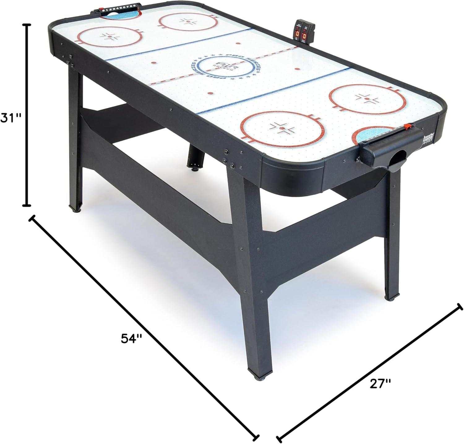imageGoSports 54 Inch Air Hockey Arcade Table for Kids ampamp Adults Oak or Black Includes 2 Pushers 3 Pucks AC Motor and LED ScoreboardBlack