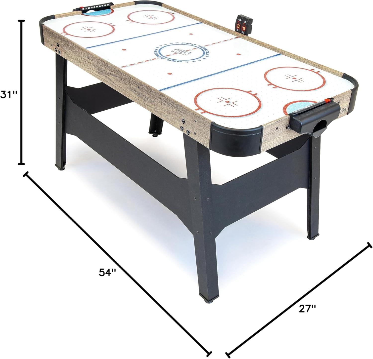 imageGoSports 54 Inch Air Hockey Arcade Table for Kids ampamp Adults Oak or Black Includes 2 Pushers 3 Pucks AC Motor and LED ScoreboardOak