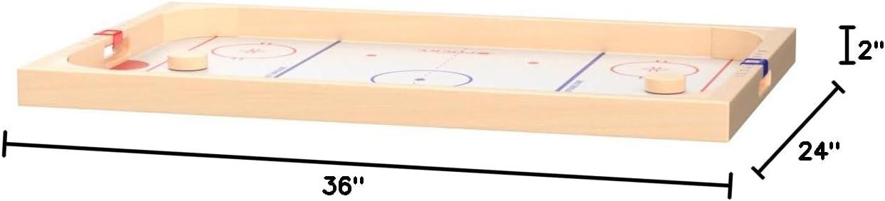 imageGoSports Hockey Ice Pucky Wooden Table Top Hockey Game for Kids ampamp Adults Includes 1 Game Board 2 Hockey Sticks ampamp 3 Pucks