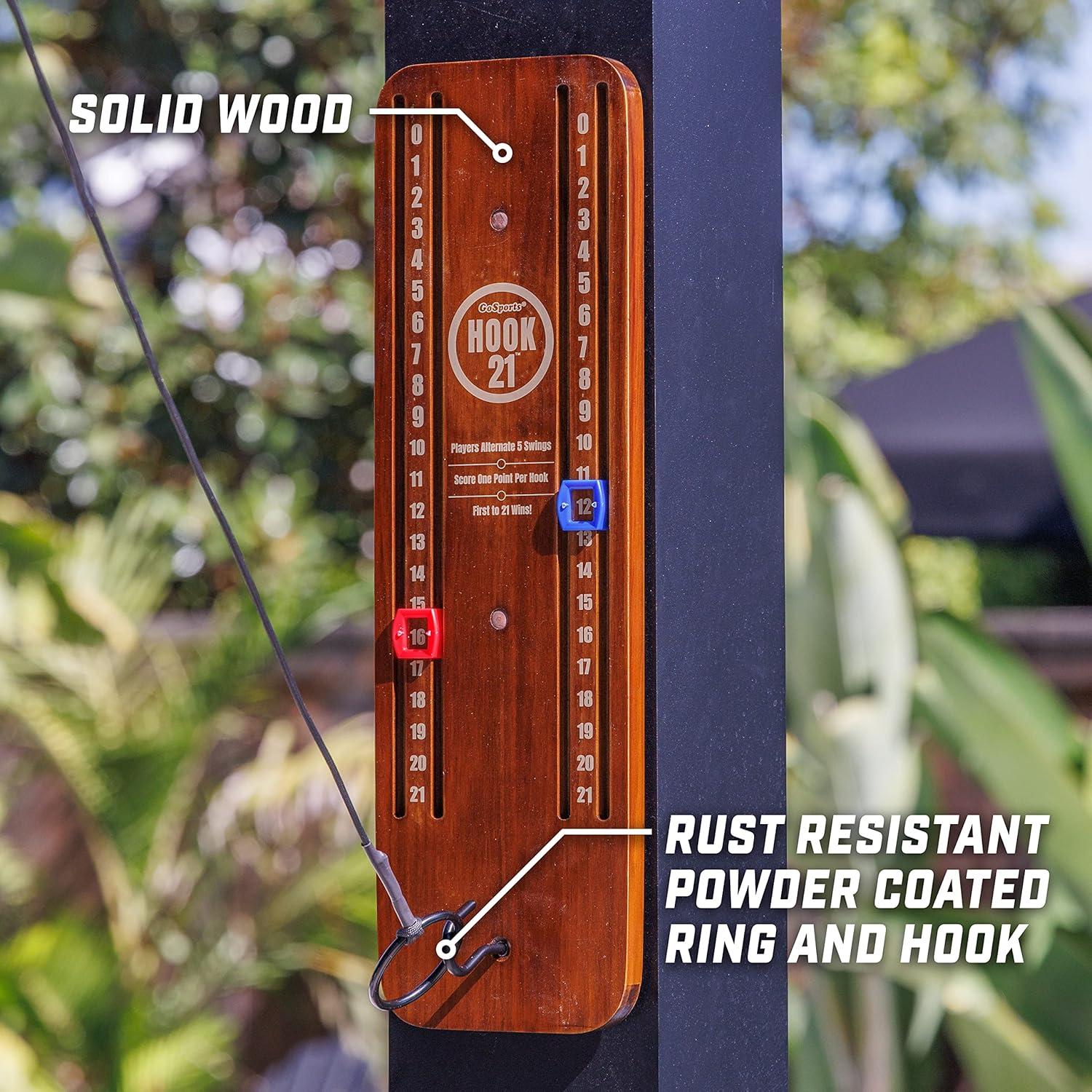 imageGoSports Hook 21 Ceiling Mount Ring Swing Game Choose Your Color Play Indoors or OutdoorsBrown