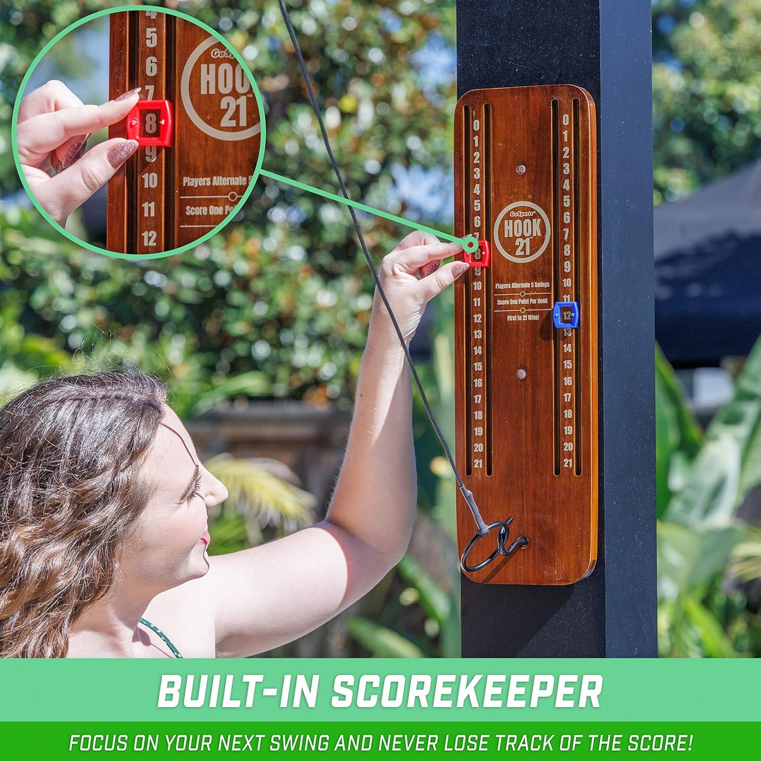 imageGoSports Hook 21 Ceiling Mount Ring Swing Game Choose Your Color Play Indoors or OutdoorsBrown