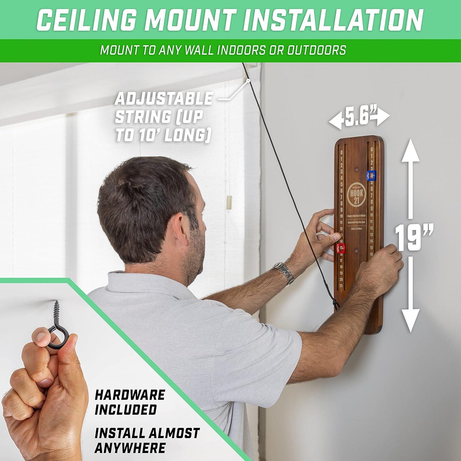 imageGoSports Hook 21 Ceiling Mount Ring Swing Game Choose Your Color Play Indoors or OutdoorsBrown