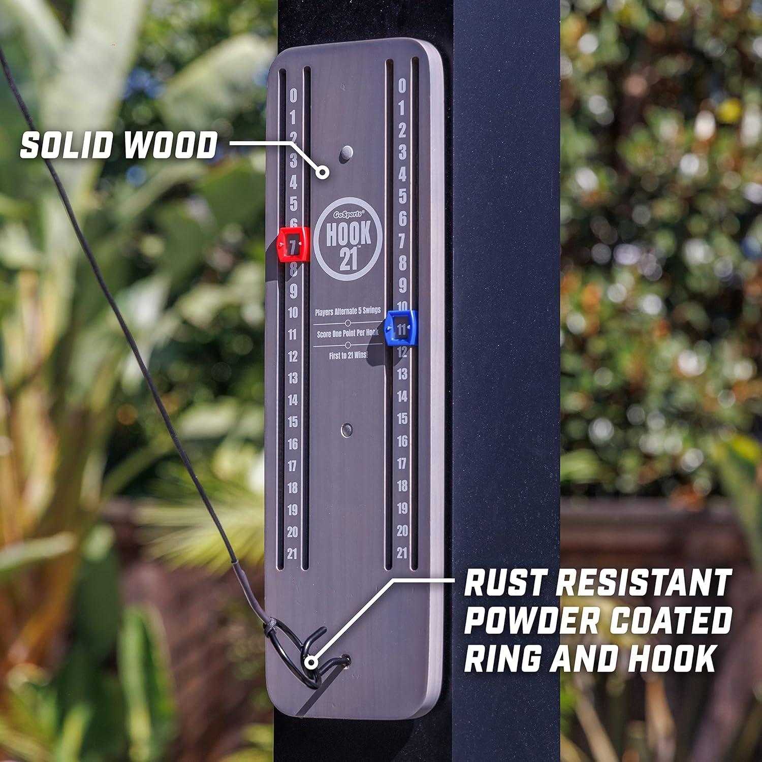 imageGoSports Hook 21 Ceiling Mount Ring Swing Game Choose Your Color Play Indoors or OutdoorsGray