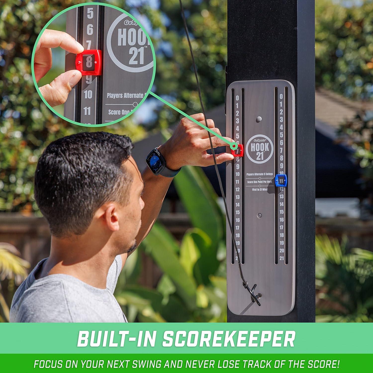 imageGoSports Hook 21 Ceiling Mount Ring Swing Game Choose Your Color Play Indoors or OutdoorsGray