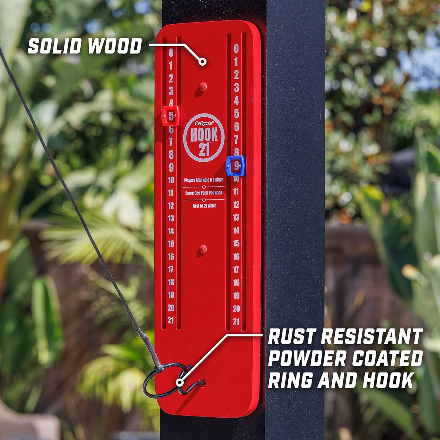 imageGoSports Hook 21 Ceiling Mount Ring Swing Game Choose Your Color Play Indoors or OutdoorsRed