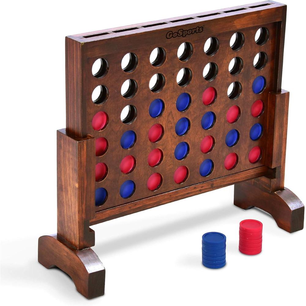 imageGoSports 1 Foot Width Wooden 4 in a Row Game  Choose White or Dark Stain  Includes Connect Coins Portable Case and RulesDark Stain Finish
