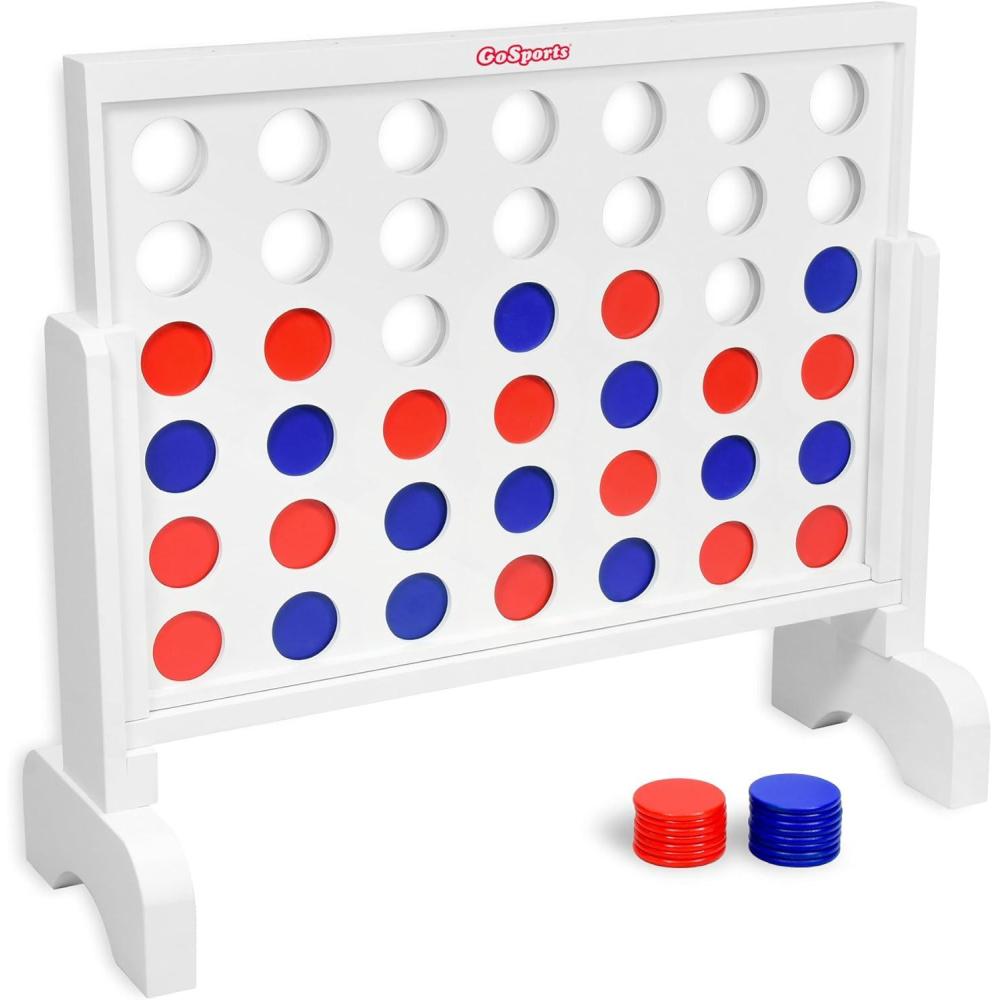 imageGoSports 2 foot Width Giant 4 in a Row Game with Carrying Case Made from WoodClassic White Finish