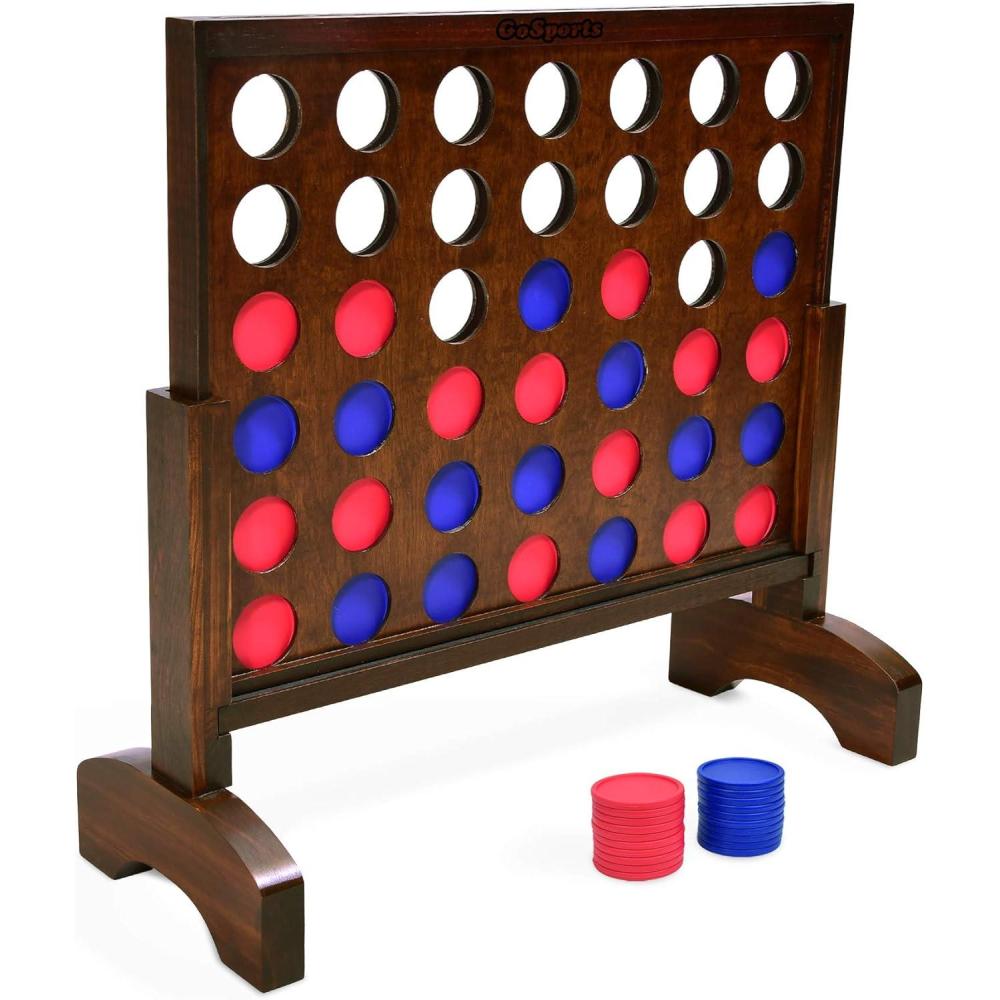 imageGoSports 2 foot Width Giant 4 in a Row Game with Carrying Case Made from WoodDark Stain Finish
