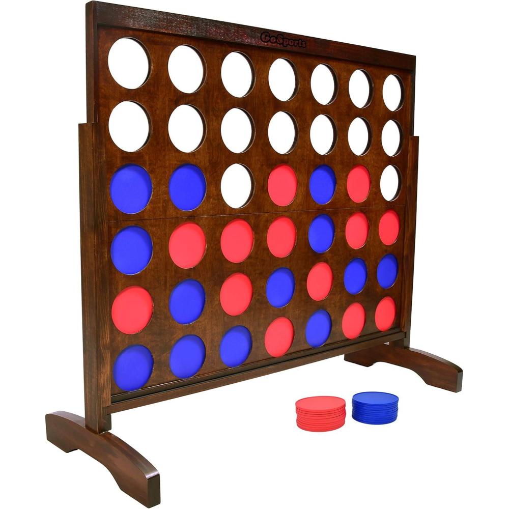 imageGoSports 4 Foot Width Giant Portable 4 in a Row Game Dark Wood Stain with Rules and Carry BagDark Stain Finish