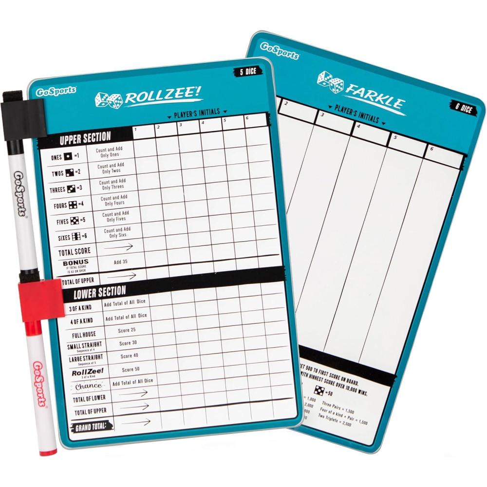 imageGoSports Dry Erase Rollzee and Farkle Scoreboard Giant Size with 2 Pens