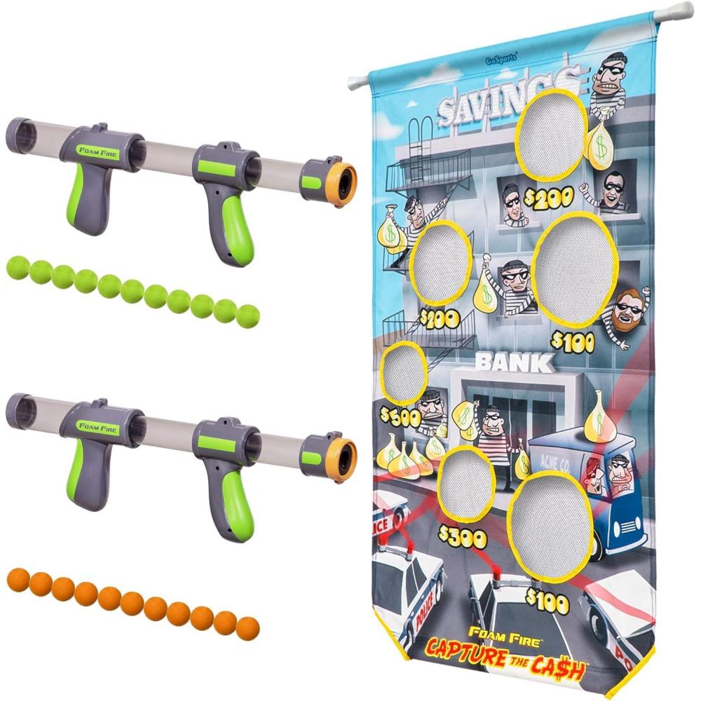imageGoSports Foam Fire Games  Alien Invaders Trophy Hunt or Door Hang Battle Strike and Capture The Cash Targets  Include 2 Toy Blasters for Kids and Foam Ball ProjectilesCapture the Cash