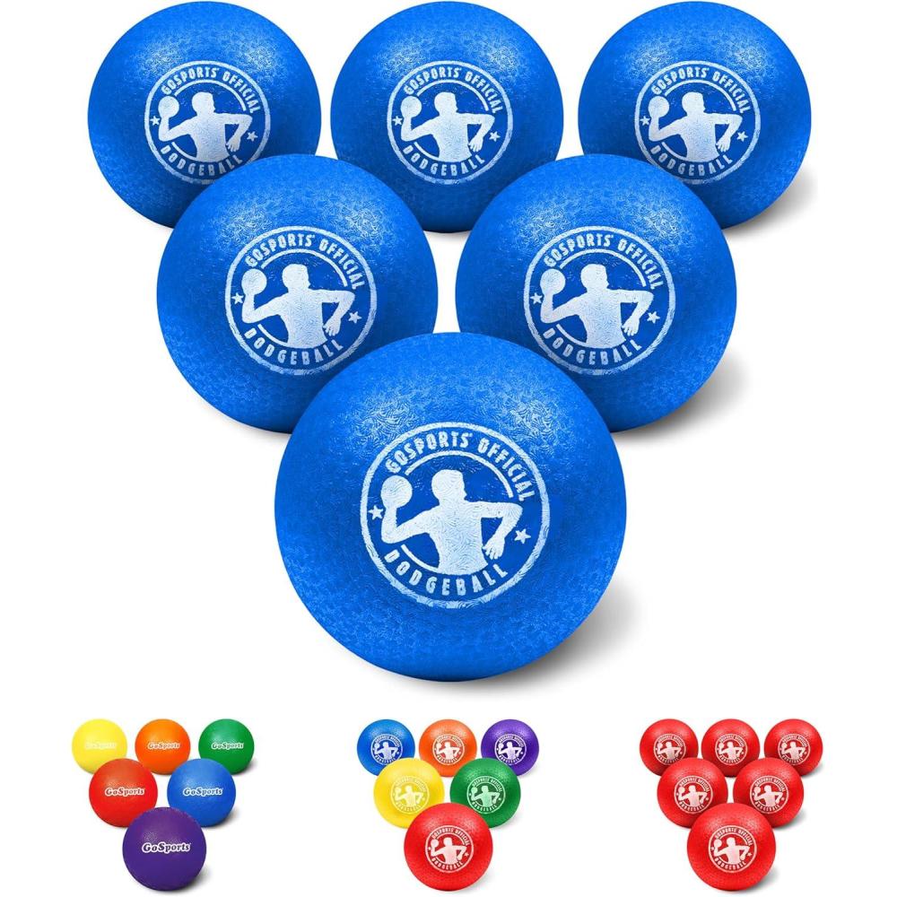 imageGoSports Inflatable Dodgeballs  Choose 5 Inch or 7 Inch No Sting Balls  Set of 6 Includes Ball Pump ampamp Mesh Bag7 Balls 6 Pack  Blue
