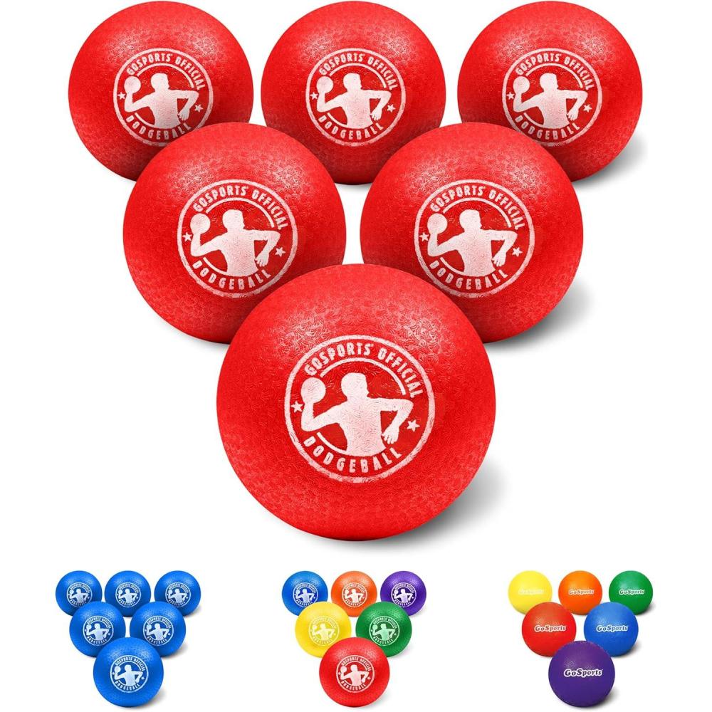 imageGoSports Inflatable Dodgeballs  Choose 5 Inch or 7 Inch No Sting Balls  Set of 6 Includes Ball Pump ampamp Mesh Bag7 Red