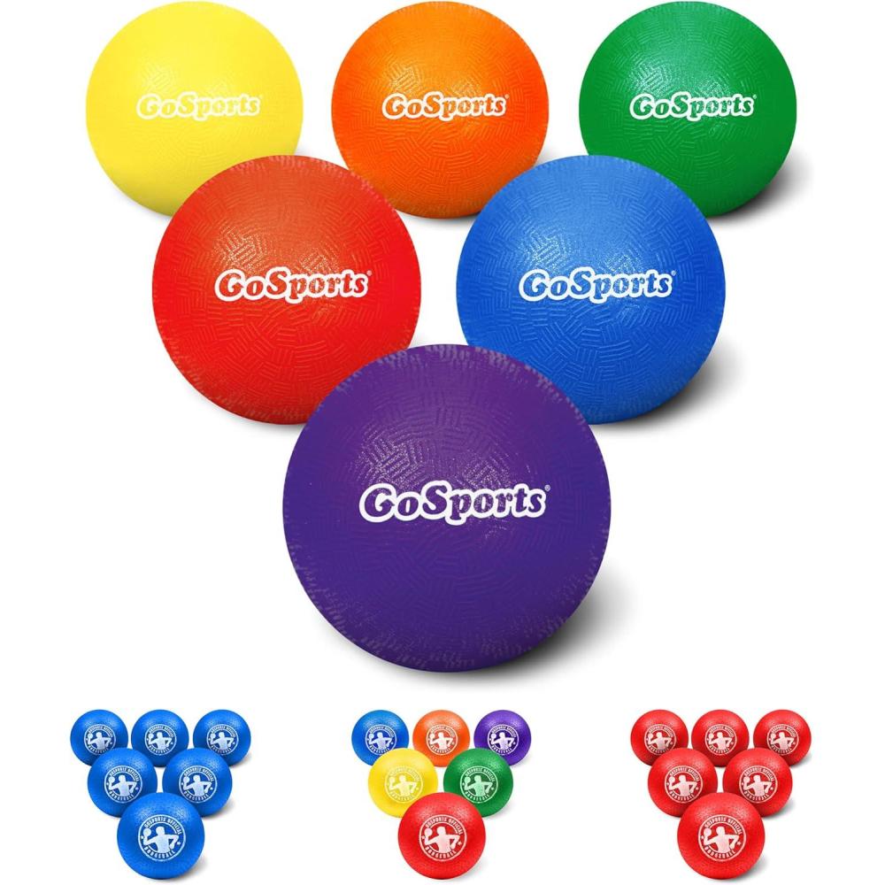 imageGoSports Inflatable Dodgeballs  Choose 5 Inch or 7 Inch No Sting Balls  Set of 6 Includes Ball Pump ampamp Mesh BagMulticolor