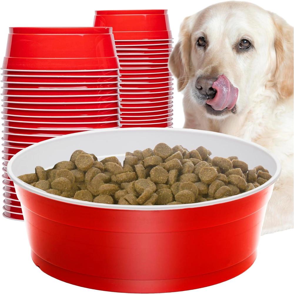 imageGoSports Party Dog Disposable Red Cup Style Pet Food Bowls for Cats and Dogs 50 Small Size Bowls60 oz