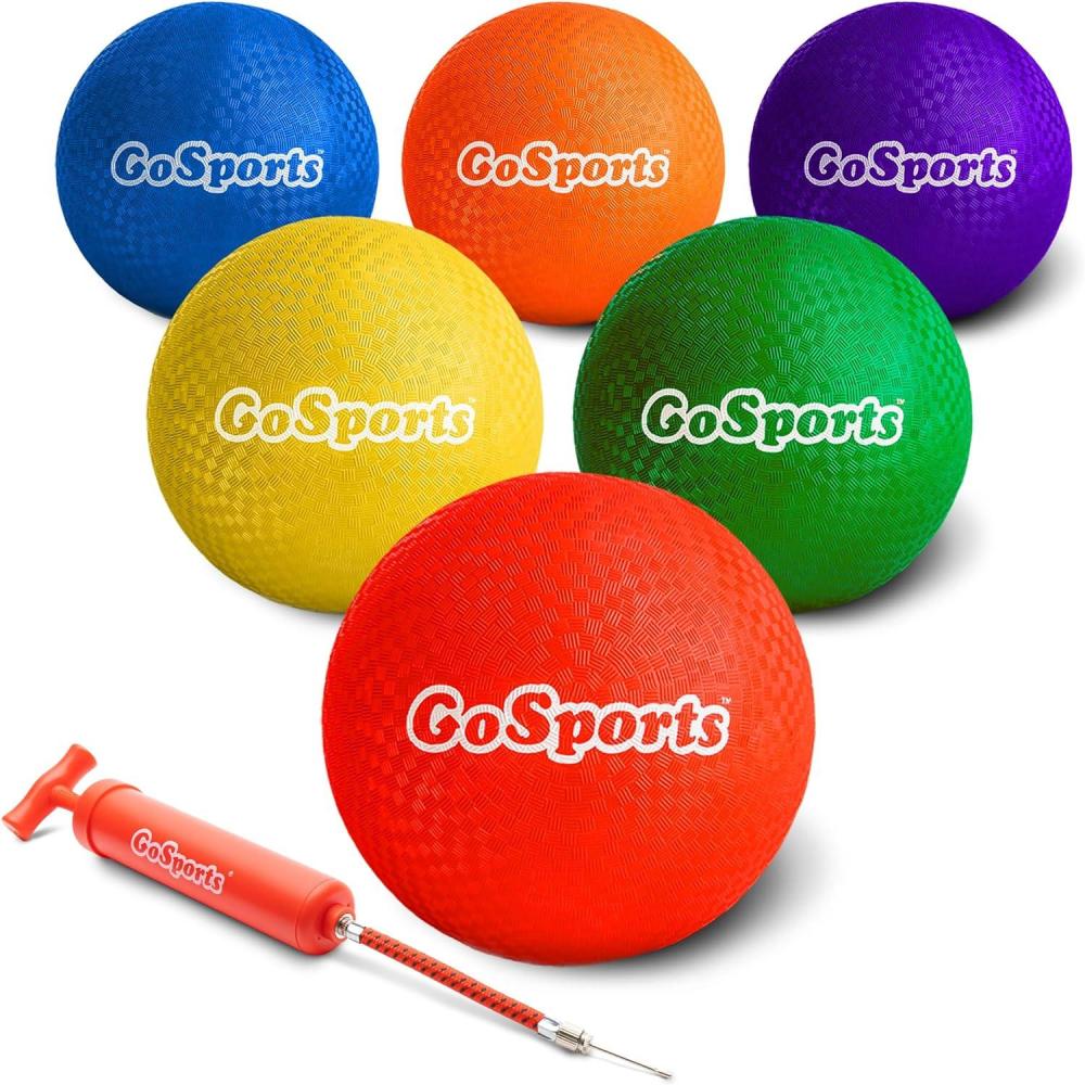 imageGoSports Playground Balls for Kids  Choose 85 or 10 Sizes  Heavy Duty Set of 6 with Carry Bag and Ball Pump85 Classic