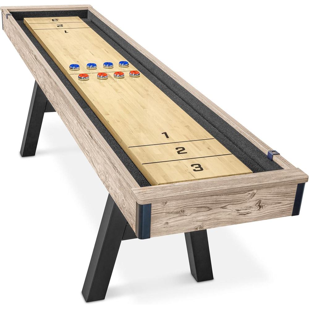 imageGoSports Premium 9 ft Shuffleboard Table with 8 Pucks Shuffleboard Wax and Brush