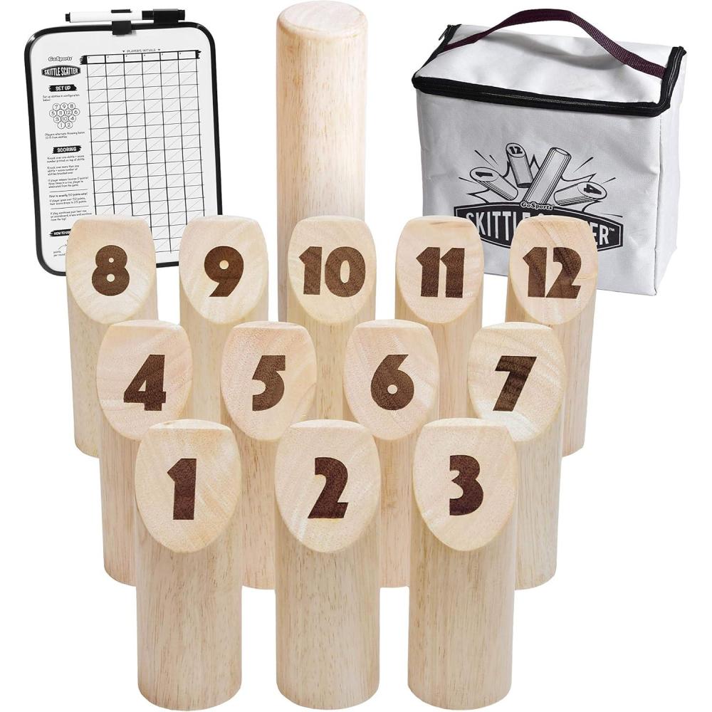 imageGoSports Skittle Scatter Numbered Block Toss Game with Scoreboard and Tote Bag  Fun Outdoor Game for All Ages