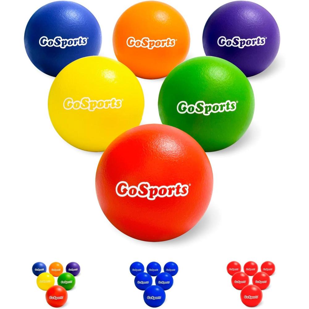 imageGoSports Soft Skin Foam Playground Dodgeballs  Choose 6 or 7 Inch No Sting Balls for Kids  Set of 6 Includes Mesh Carry Bag6 Multicolor