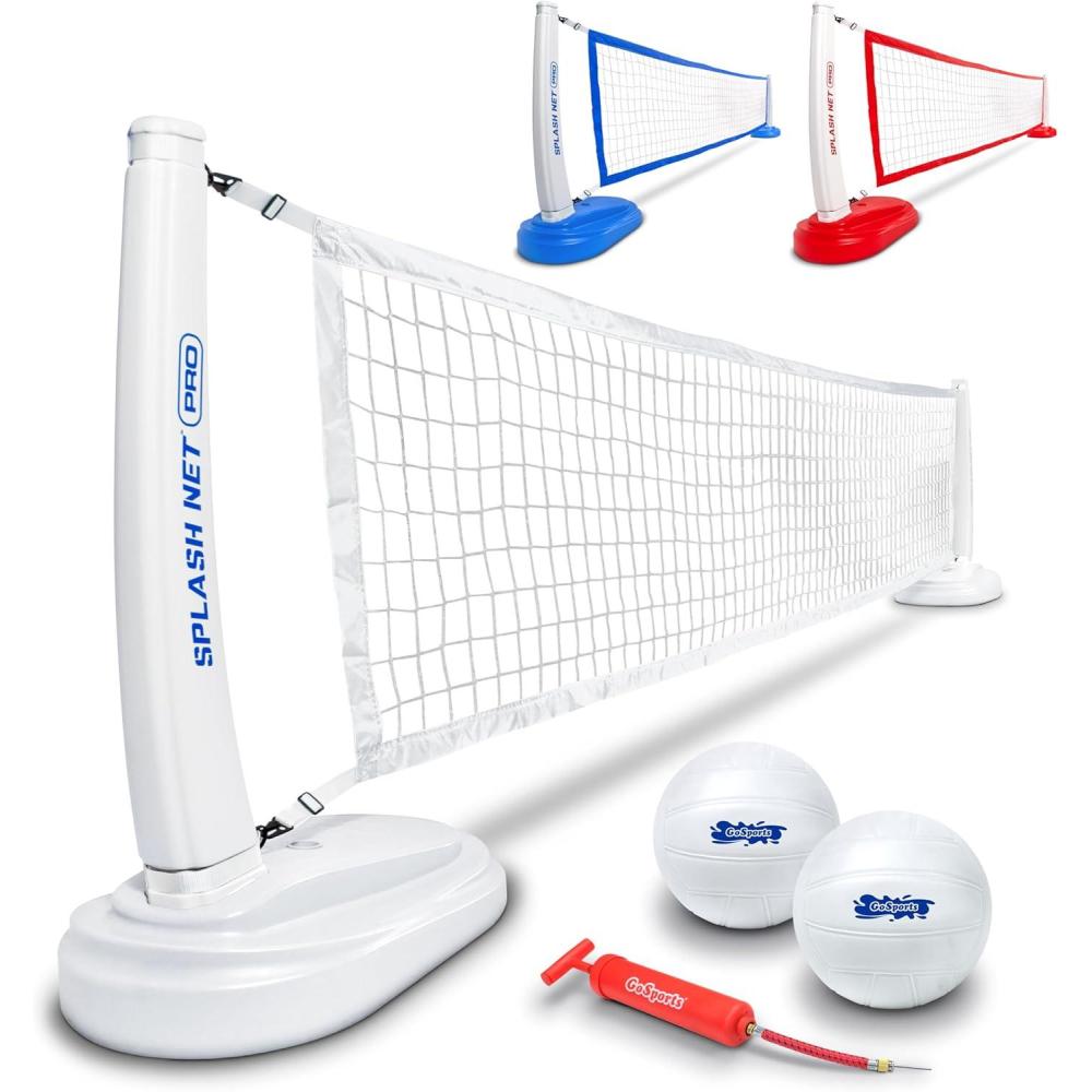 imageGoSports Splash Net PRO Pool Volleyball Net  Red White or Blue  Includes 2 Water Volleyballs and PumpWhite
